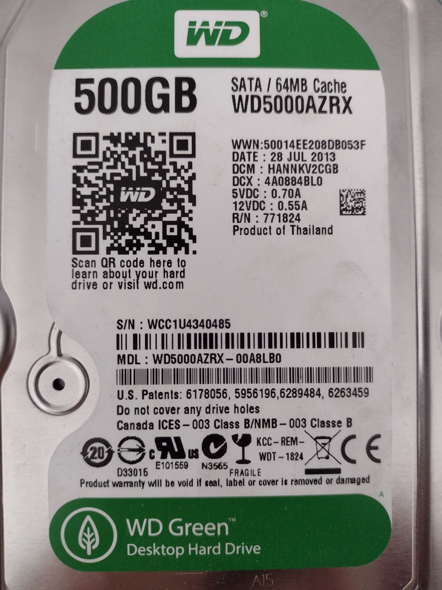 Dysk twardy HDD WD 500GB WD5000AZRX