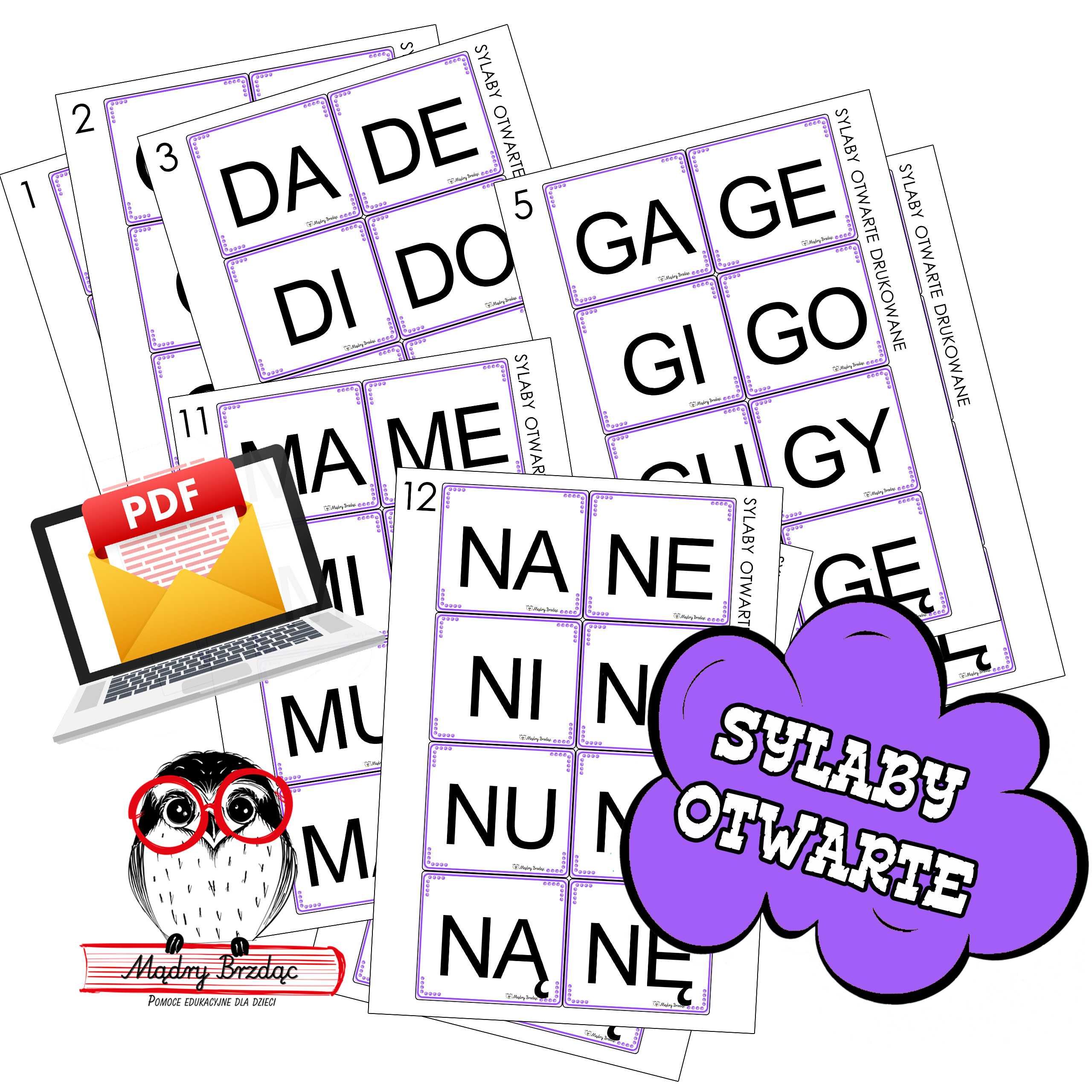 Plik PDF * SYLABY OTWARTE DRUKOWANE + ALFABET  nauka czytania sylabami