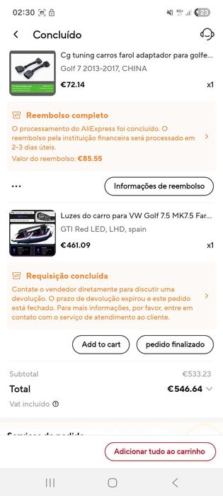 Faróis Golf 7.5 LED