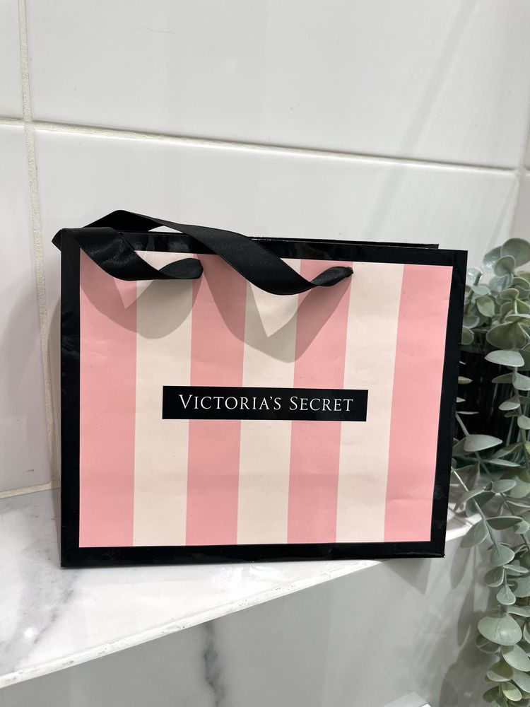 Victoria Secret mała papierowa torebka prezentowa zakupowa torba paski