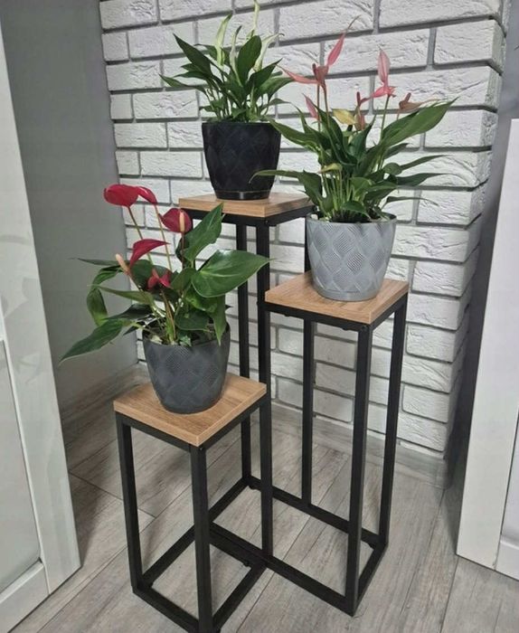 Kwietnik Stojący Stojak na Kwiaty Kwiatki Rośliny Metalowy Loft 3 Pozi