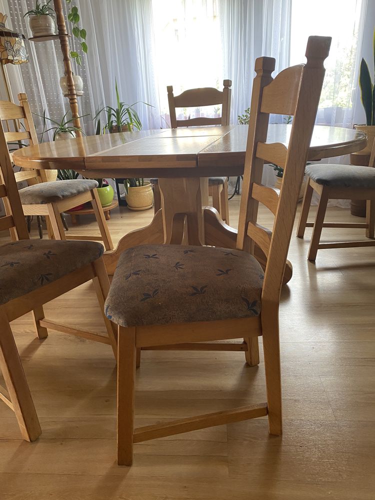 Zestaw stół + krzesła, jesionowy, komplet
