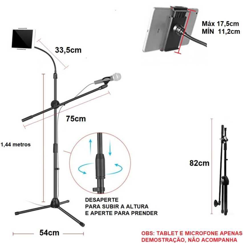 Suporte de Microfone e Tablet Profissional