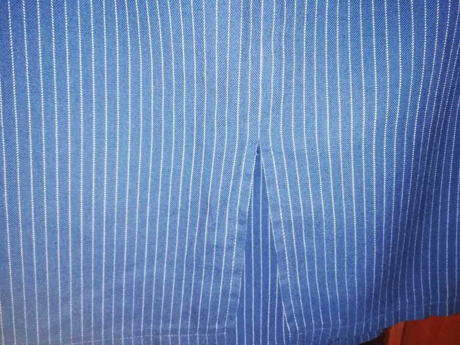 Юбка демисезонная, синяя в полоску, 58-60 размер