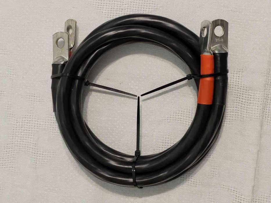 Кабелі 2х1м 35мм2 200А М8 для з'єднання акумулятора та інвертора, ДБЖ