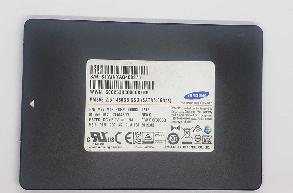 SSD 480gb Samsung PM863. 2.5" sata3 tlc 7mm. б.у.хорошее состояние.