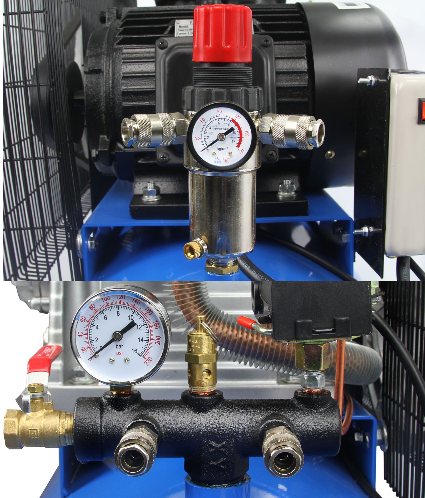 Kompresor olejowy 200l 860l/min +regulator z odwadniaczem