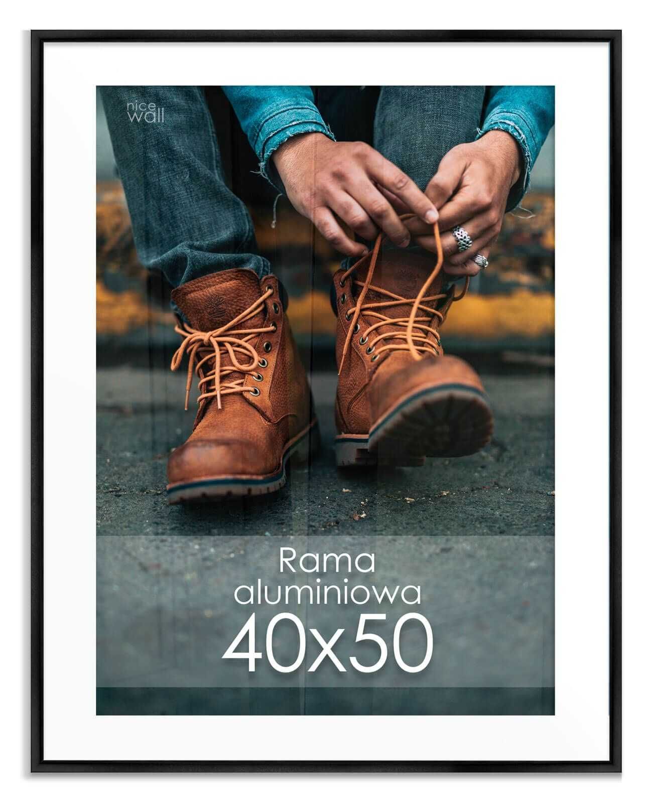 Czarna Rama Ramka Aluminiowa 40x50 na zdjęcia plakaty grafiki obrazy