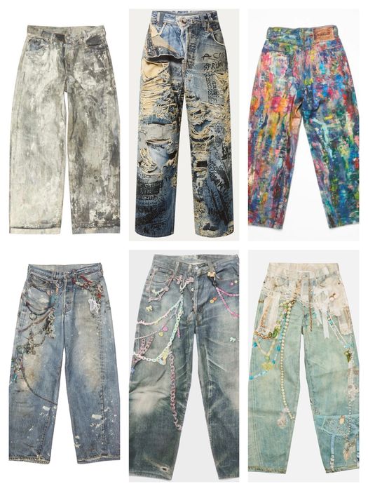 Джинсы Acne Studios print акне студио широкие baggy opium archive