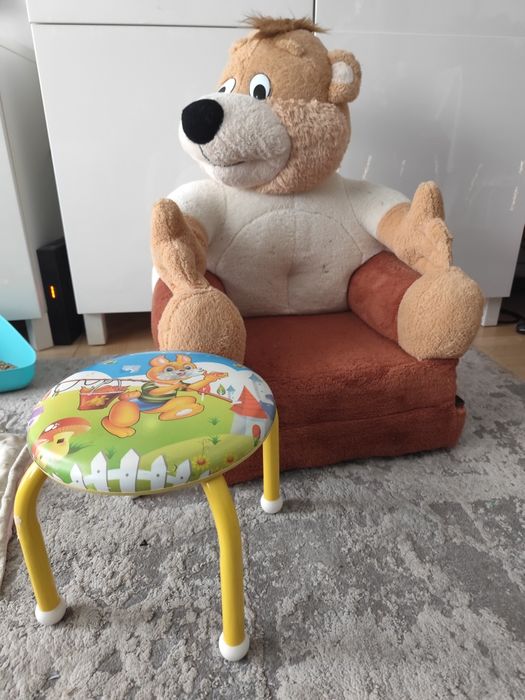 Krzesło Fotel rozkładany Miś dla dzieci gratis taborecik