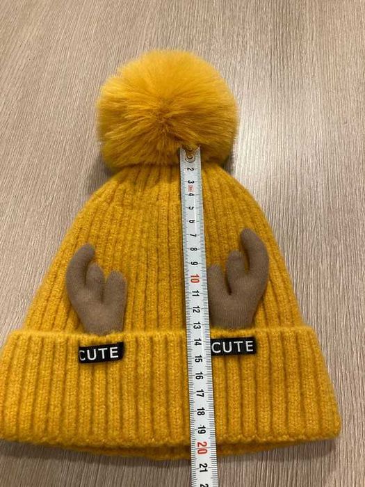 Czapka zimowa ciepła z rogami renifera