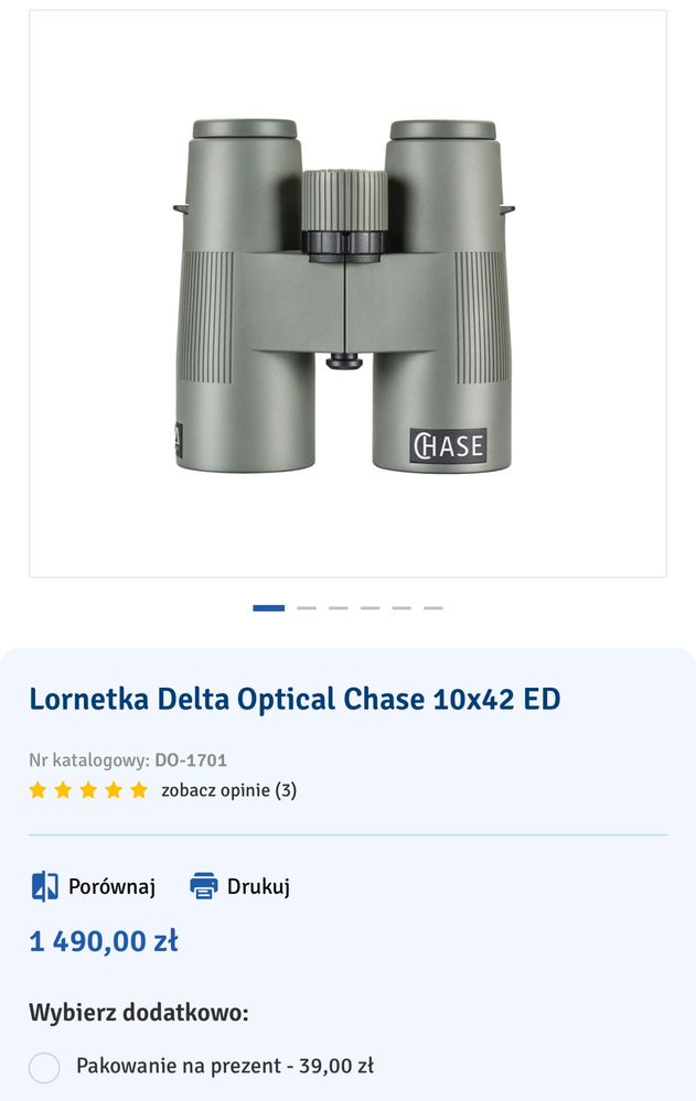 Na gwarancji, Stan BDB. Lornetka Delta Optical Chase 10x42 ED