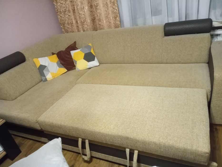 Narożnik kanapa rozkładana od stolarza duży zestaw