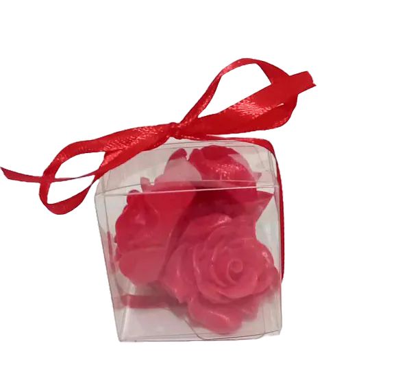 Mini mydełka glicerynowe różyczki czerwone 4 szt w pudełku na prezent