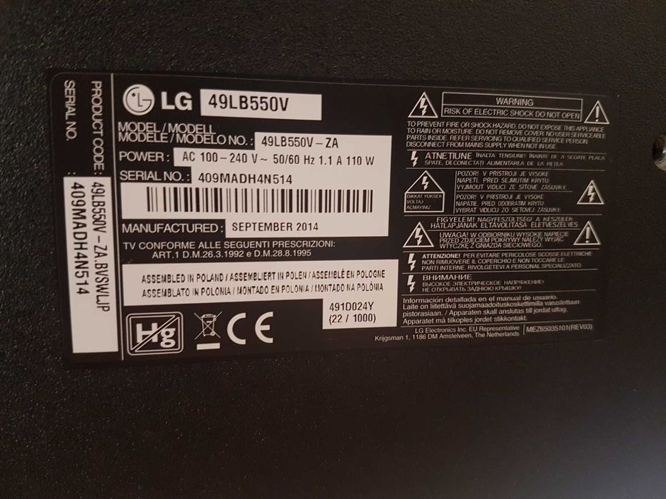 TV LG 49LB550V-ZA - Pecas