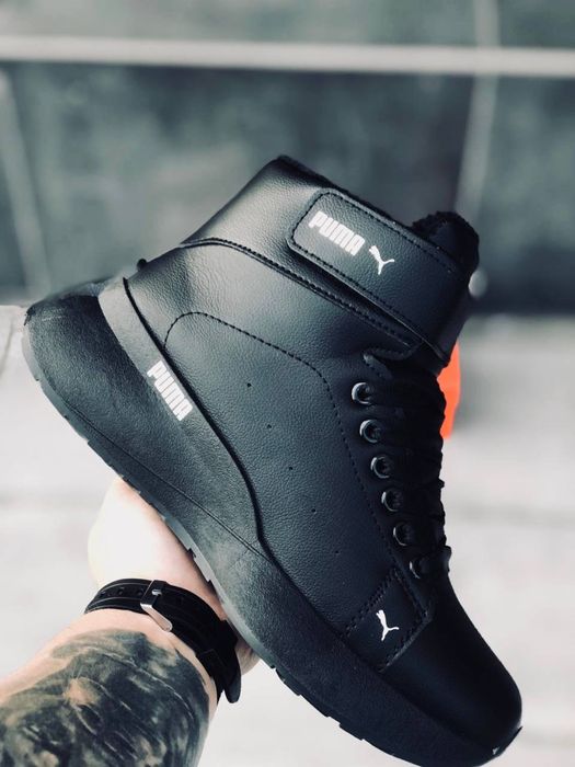 Кожаные черные ботинки Пума женские / зимние кросовки Puma / Новинка