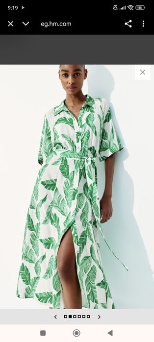 Sukienka liście h&M 36 nowa szmizjerka bawełna pasek