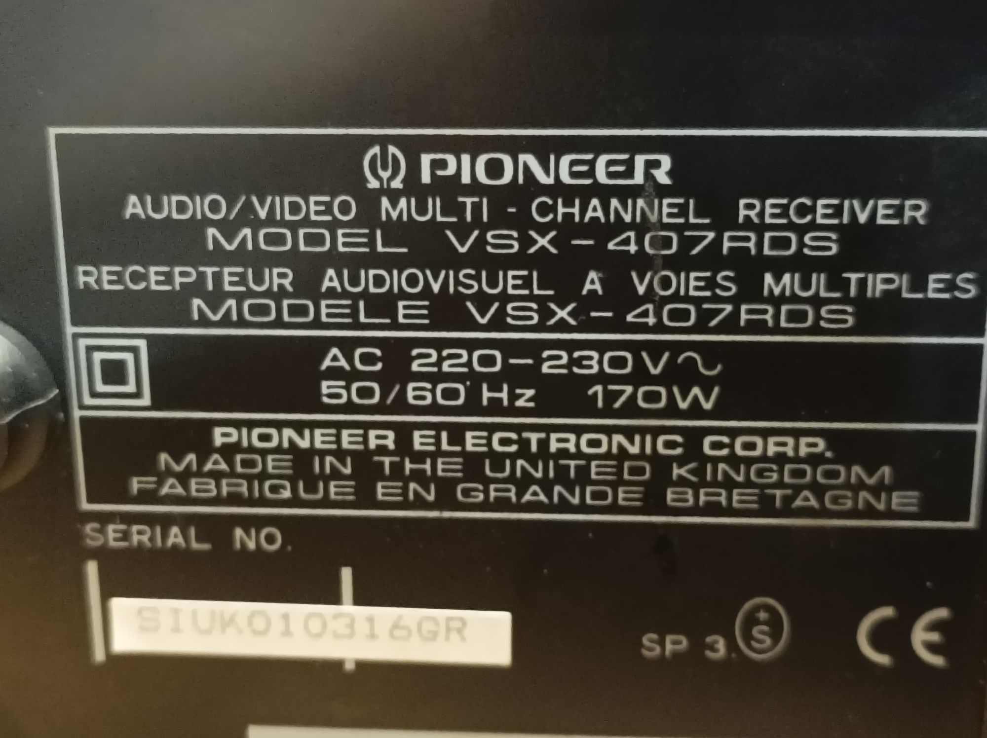 Amplituner Pioneer VSX 407RDS,U.K.! Tanio!