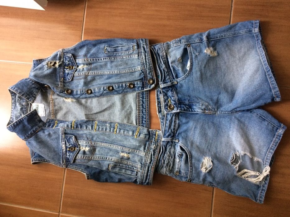 Джинсовый комплект Bershka.Шорты.Безрукавка