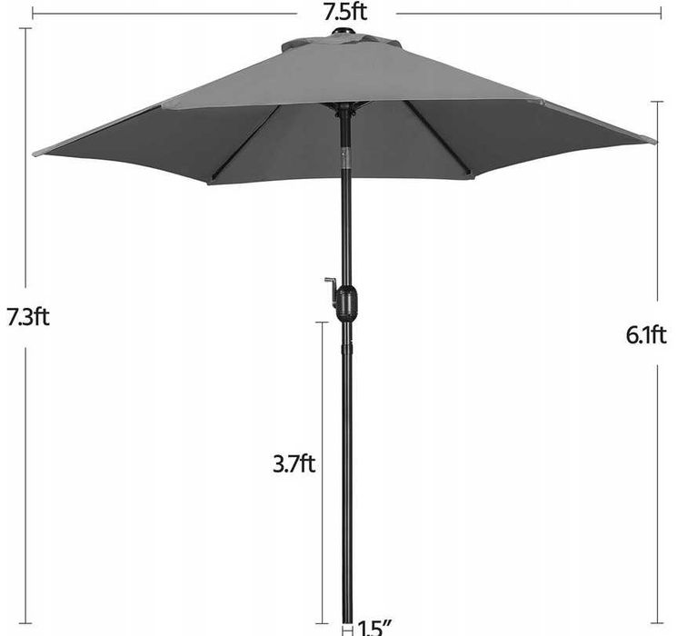 NAJTANIEJ, Parasol ogrodowy, stołowy Yaheetech 225cm składany korbka
