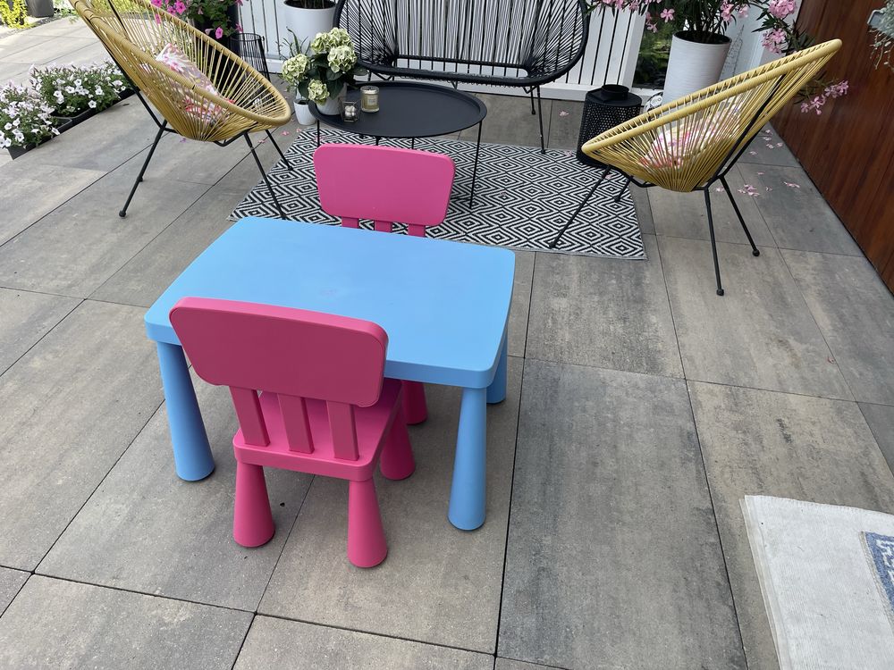 IKEA MAMMUT zestaw dla dzieci stolik stół + 2 krzesła