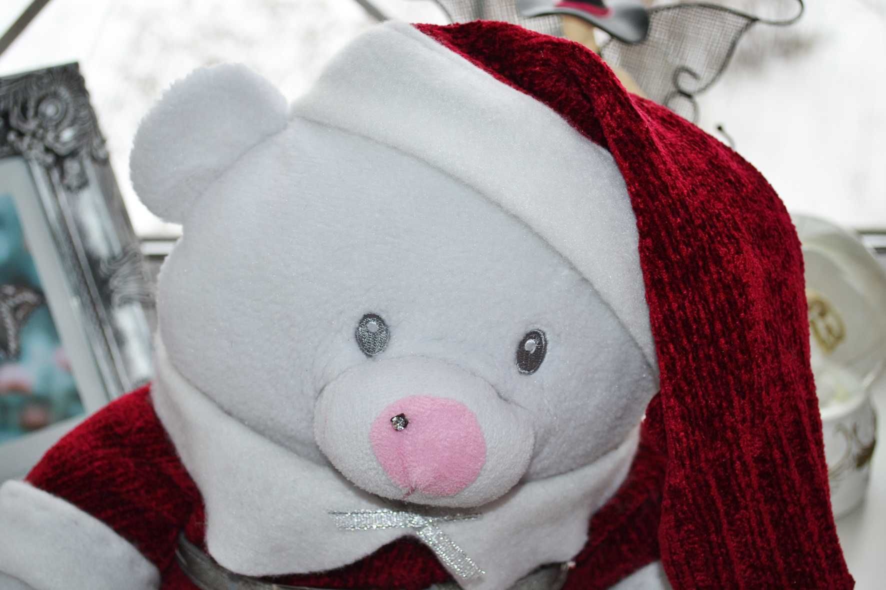 Новогодний мишка дед мороз белый северный медведь подарок