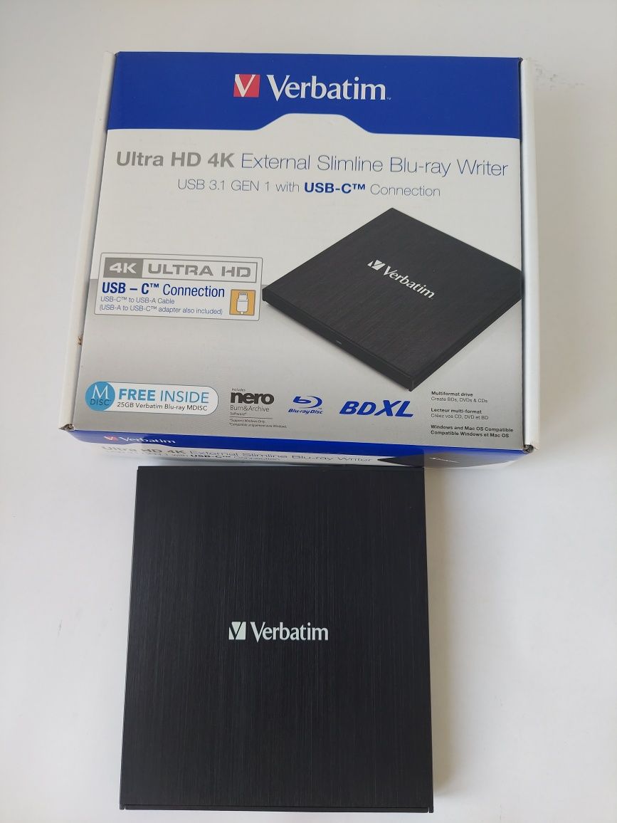 Nagrywarka Verbatim Ultra HD 4 K USB 3.1 - jak nowa