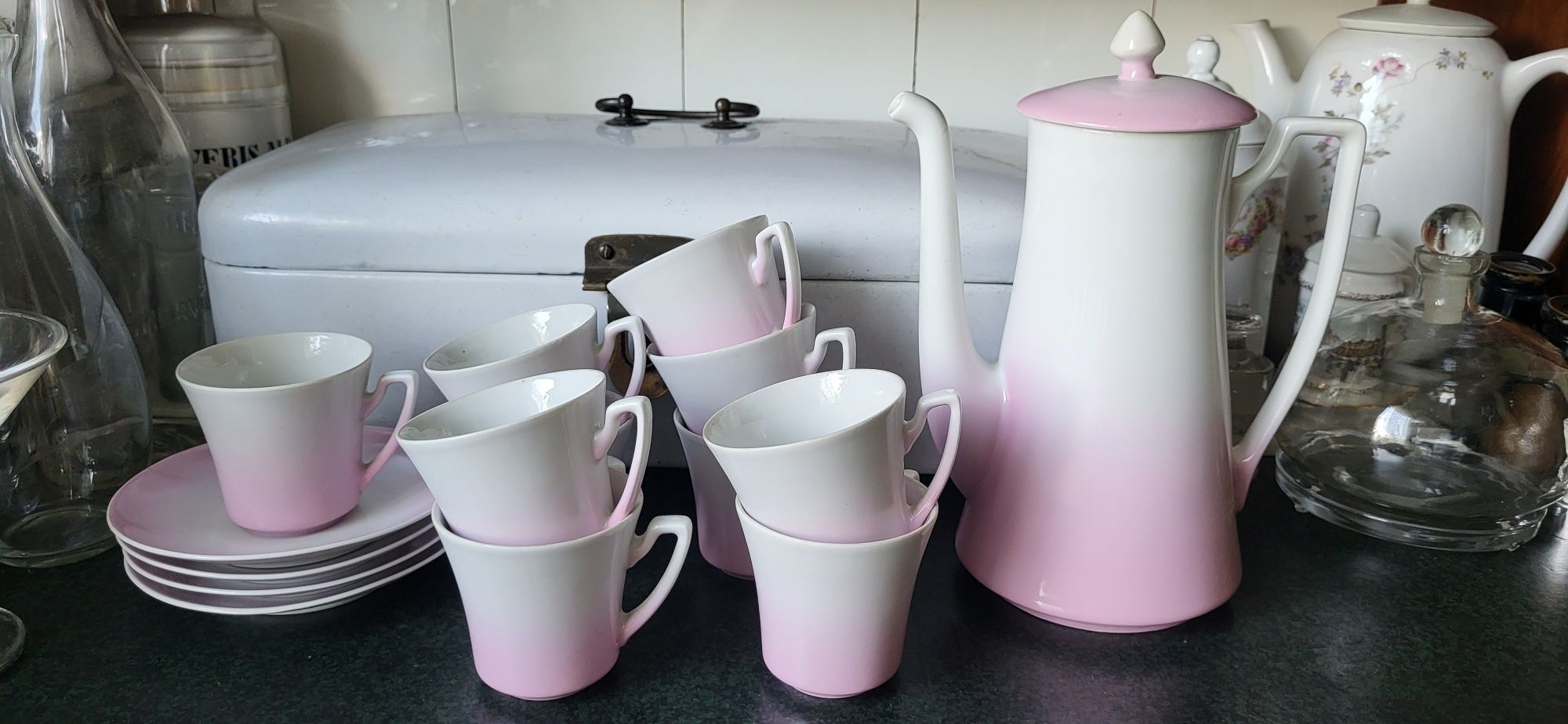 Serwis kawowy do kawy i herbaty porcelana porcelanowy Wałbrzych PRL