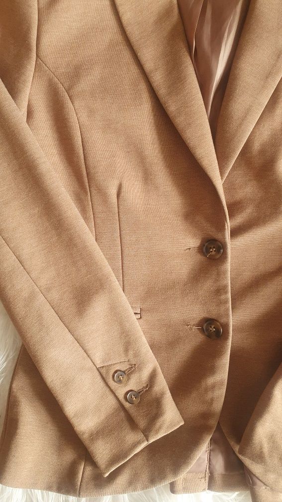 H&M jasno brązowa/beżowa marynarka stan bdb rozm. S 36