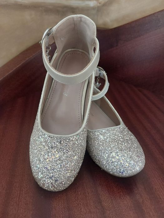 Zlote balerinki z brokatem na rzepy