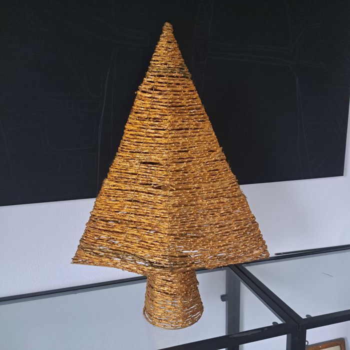 Choinka pleciona złora z brokatem