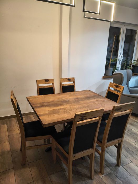 Stół drewniany rustykalny loft z nogą typu pająk