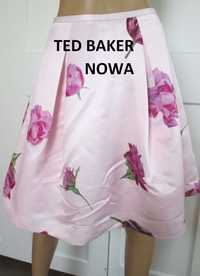 Ted Baker rozkloszowana luksusowa atłasowa spódnica XS S 34 36 j NOWA