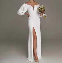 Біла довга сукня ,плаття на розпис, весілля.