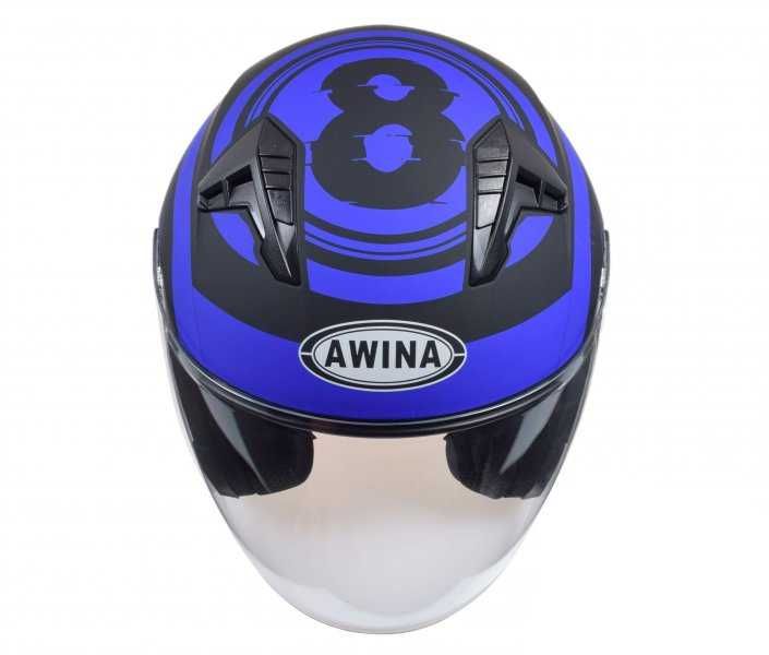 KASK Otwarty Motocyklowy BLUE MATT Skuter Chopper ECER 22.06 + BLENDA