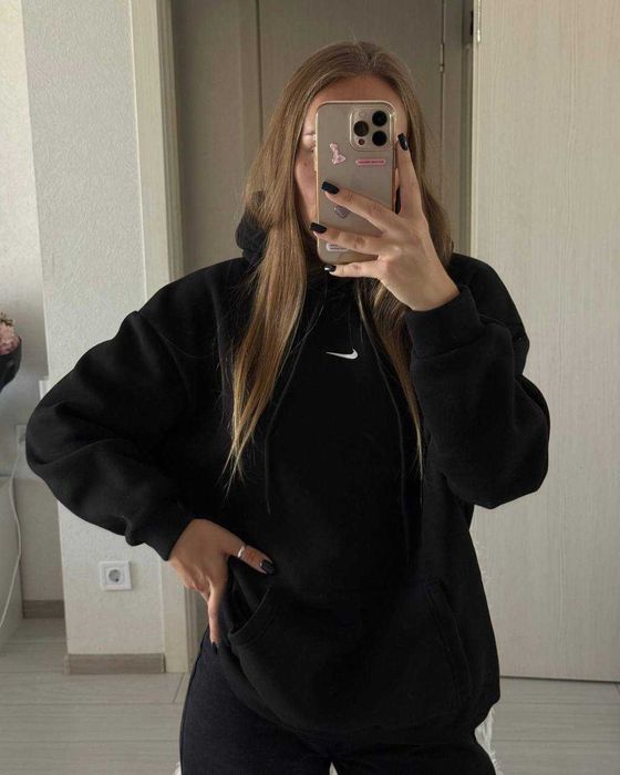 Женская худи Nike на флисе Кофта с капюшоном 42-46 S-M Универсал Зимня