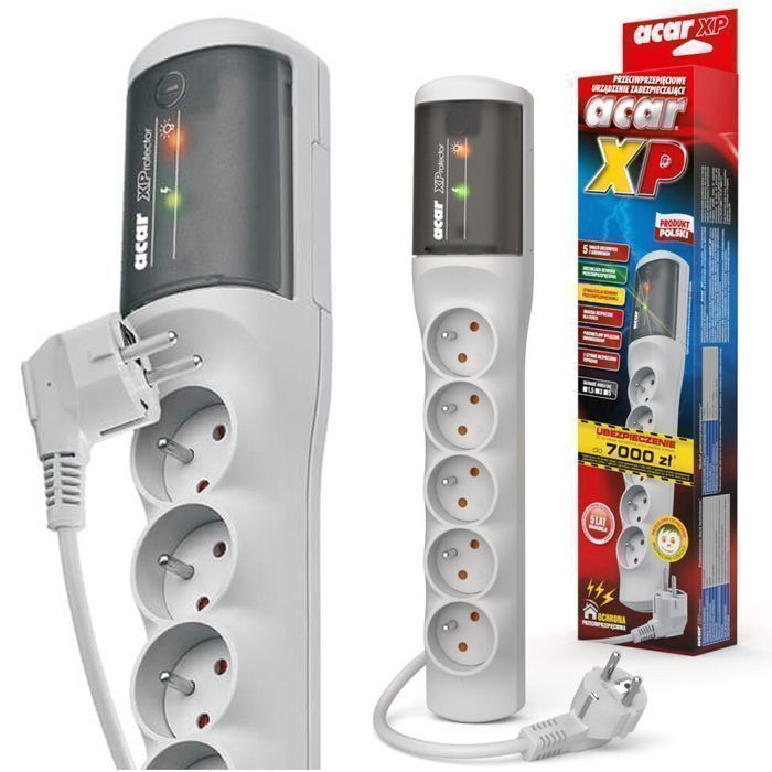 Listwa przedłużacz przeciwprzepięciowy 1,5m 5 gniazd 10A szara W0227