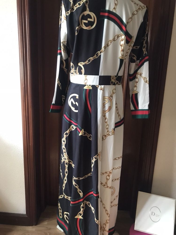 Vestido maxi padrão Gucci