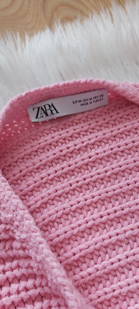 Sweter kardigan krótki zara wiązany nietoperz