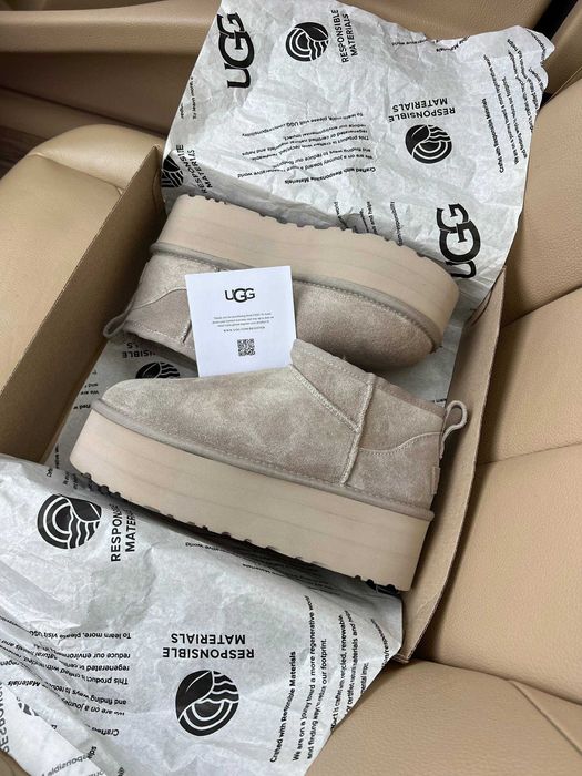 Уггі UGG Ultra Mini Platform Light Grey Угг 5 см (36-40)