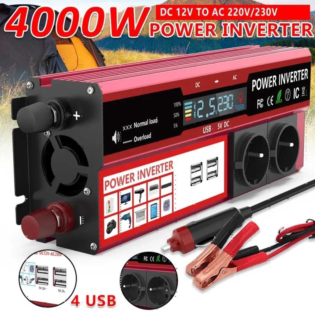 Інвертор, перетворювач напруги Sudokeji Power Inverter 4000W/800 Вт.