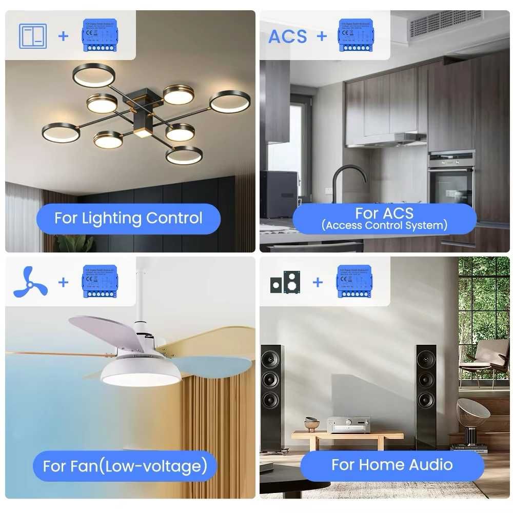 AVATTO Tuya ZigBee inteligentny moduł suchy kontakt AC 100-240V