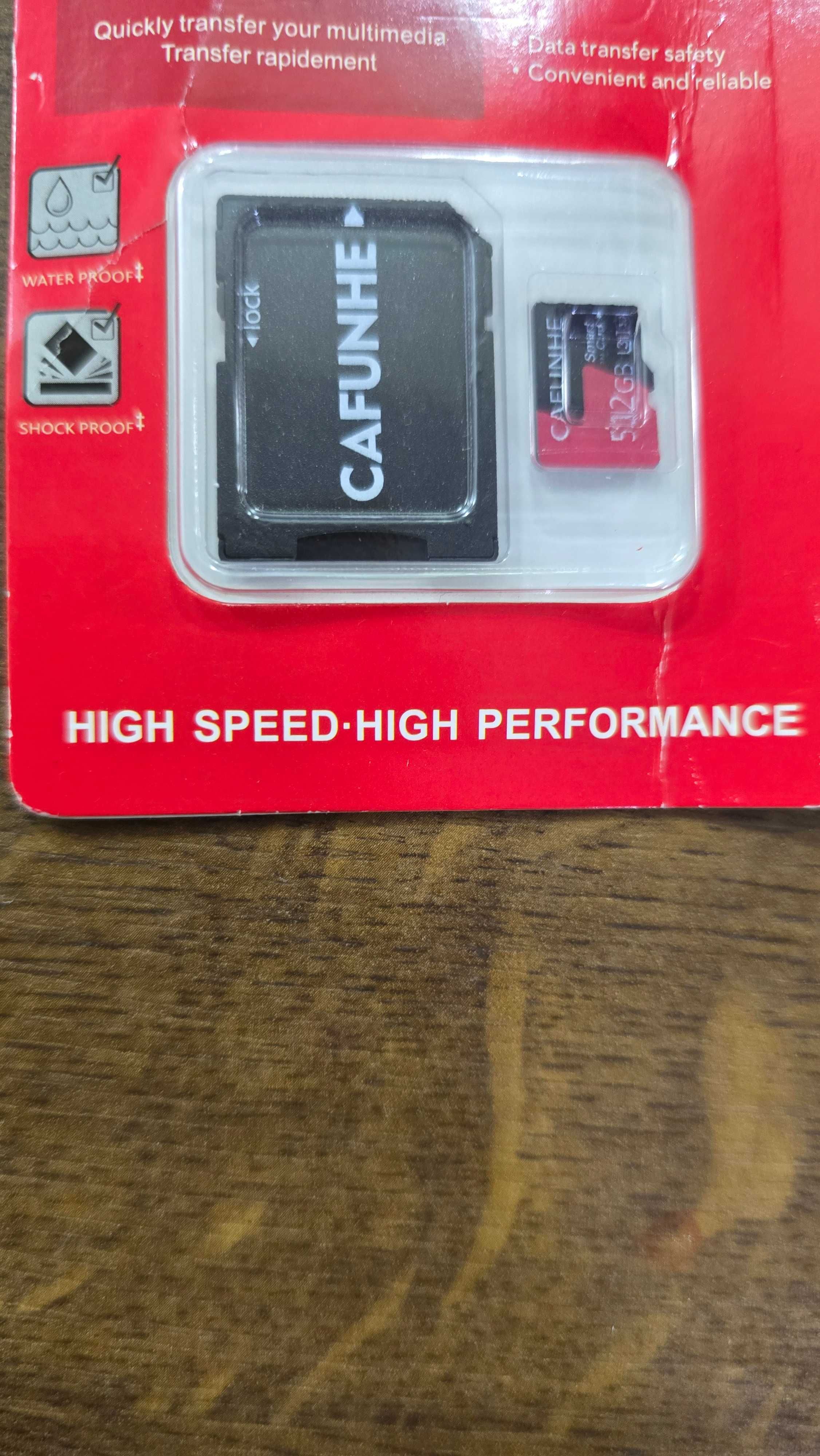 Karta pamięci microSD marki CAFUHNE o pojemności 512 GB z adapterem SD
