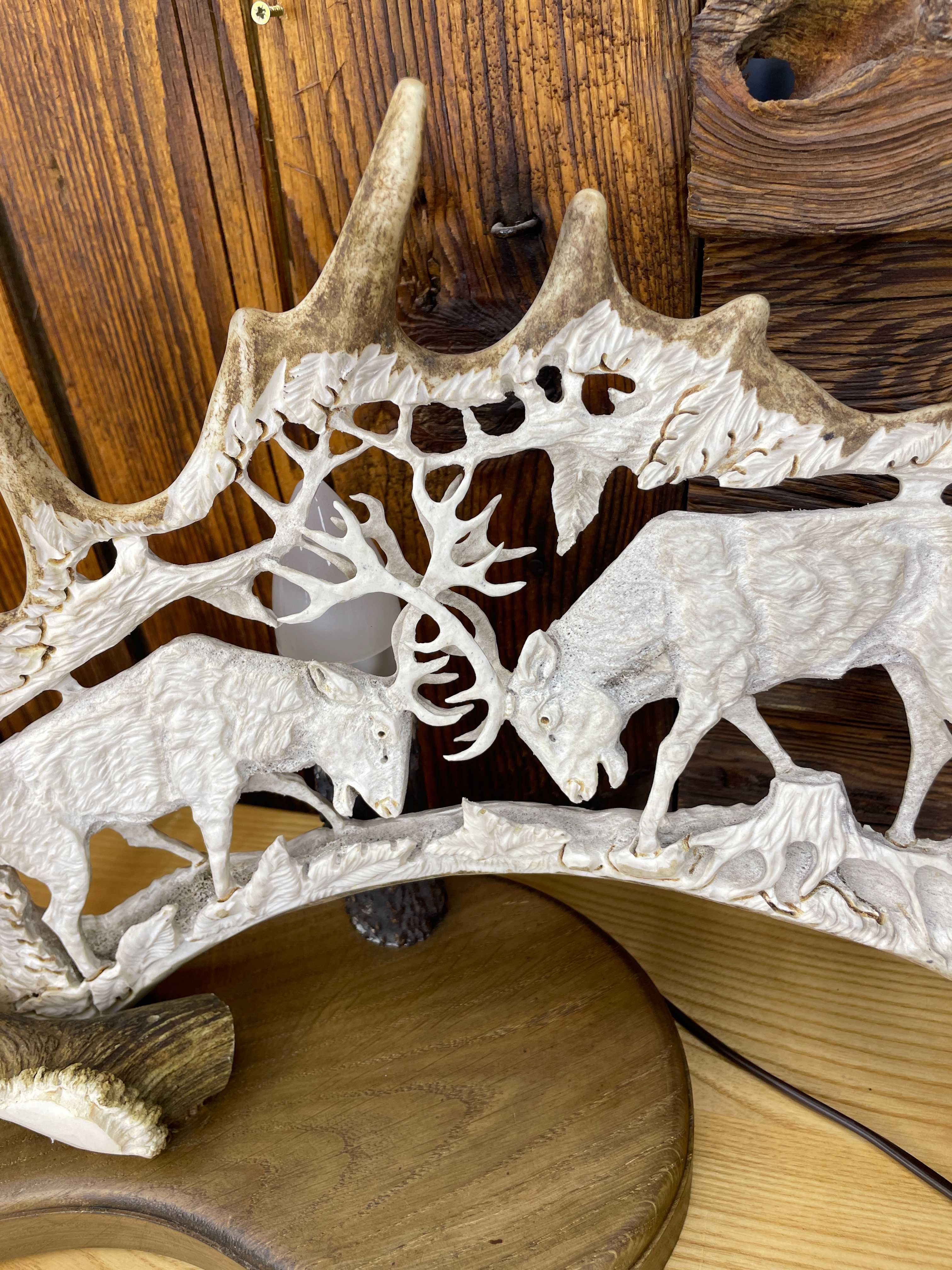 Lampka z poroża prezent poroże jeleń hand made daniel łoś P338