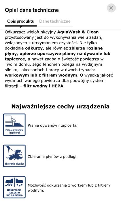 Odkurzacz piorący bosch aqua&clean proper form 2100w