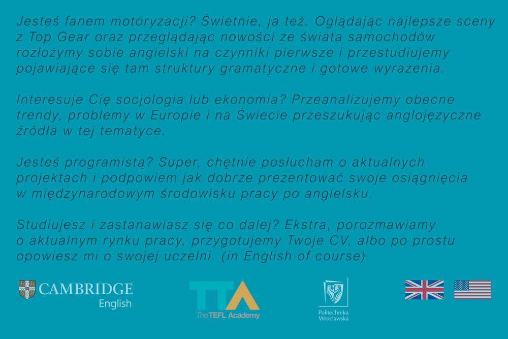 Korepetycje z języka angielskiego / Online / Wrocław / Angielski