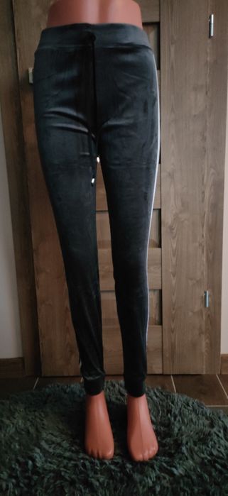 Spodnie nowe, welurowe! Szare, L/XL