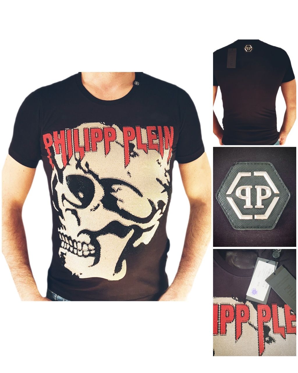 Philipp Plein T-Shirt Koszulka Skull cyrkonie