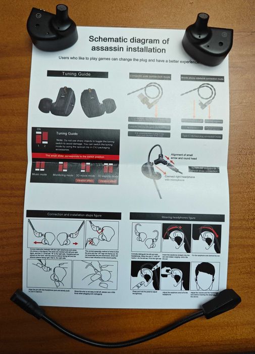 Fones IEM CVJ Assassin gaming com microfone e vibração háptica