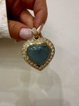 Wisiorek naturalna akwamaryna serce diamenty 4.00 Ct 750